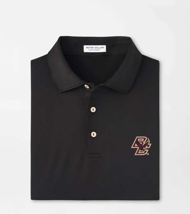 Boston College Solid Performance Jersey Polo in Black