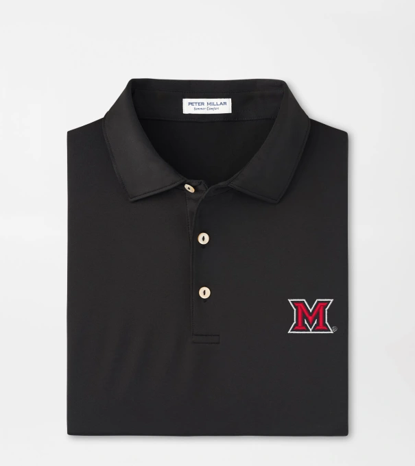 Miami of Ohio Solid Performance Jersey Polo in Black