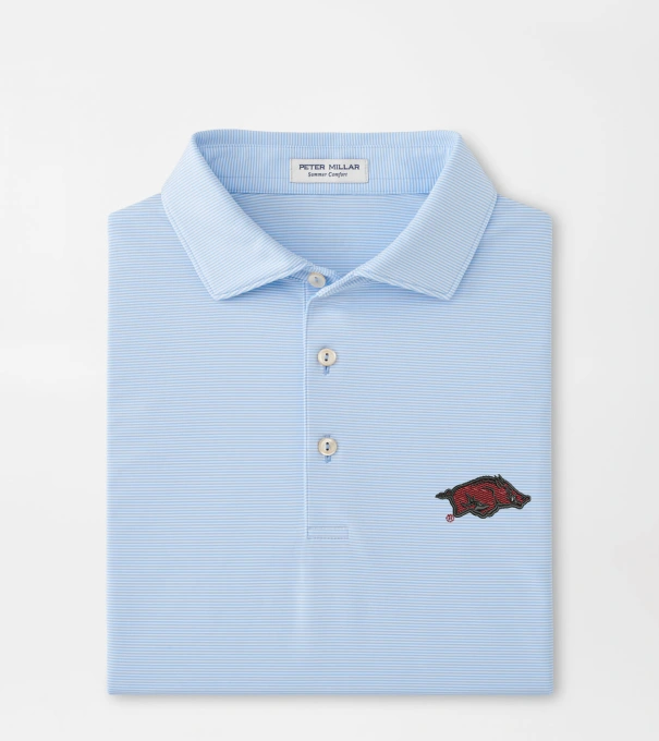 Arkansas Jubilee Performance Jersey Polo in Cottage Blue