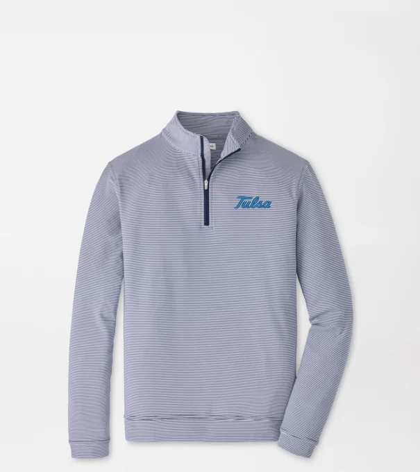 Tulsa Perth Sugar Stripe Performance Quarter-Zip in Navy/White