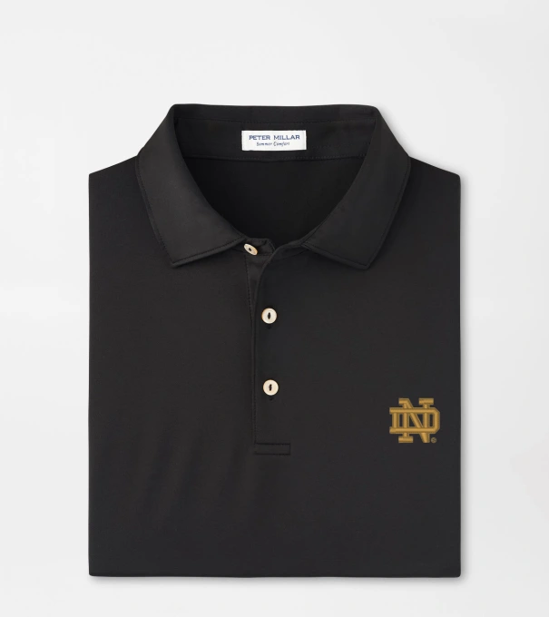 Notre Dame Solid Performance Jersey Polo in Black