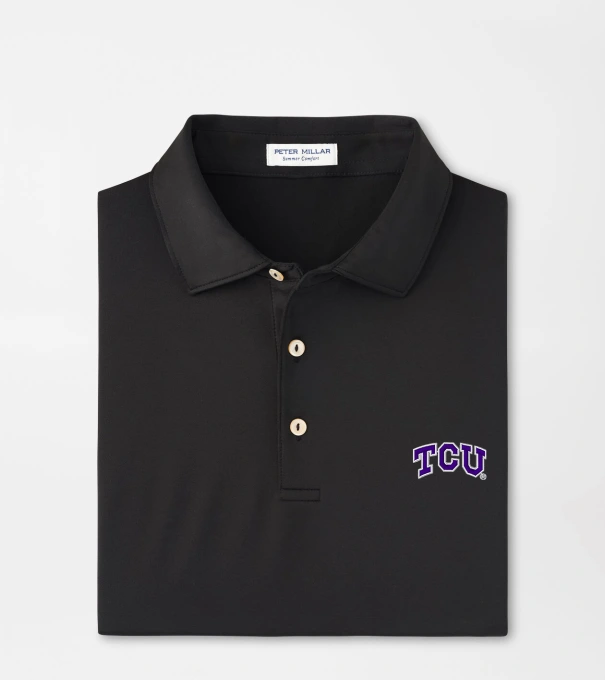 TCU Solid Performance Jersey Polo in Black