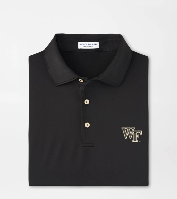 Wake Forest Solid Performance Jersey Polo in Black