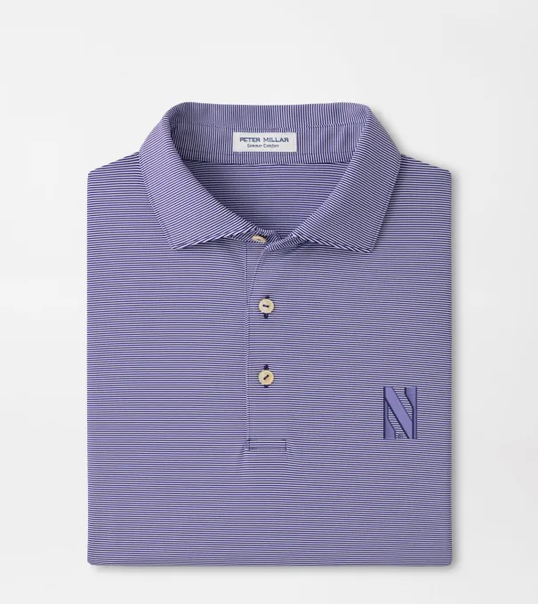 Northwestern Jubilee Stripe Performance Polo in Purple2/White