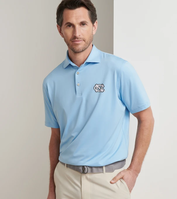 UNC Chapel Hill Solid Performance Jersey Polo in Cottage Blue