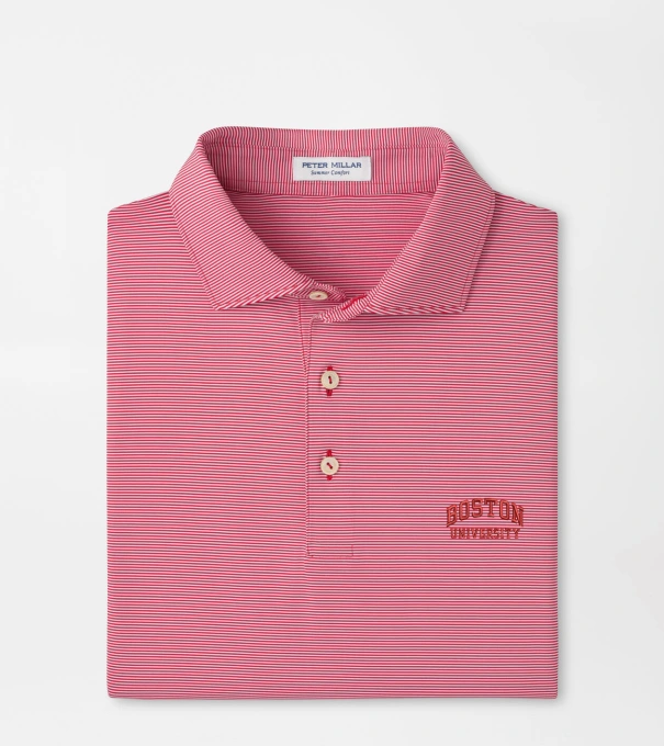 Boston University Jubilee Stripe Performance Polo in Red3