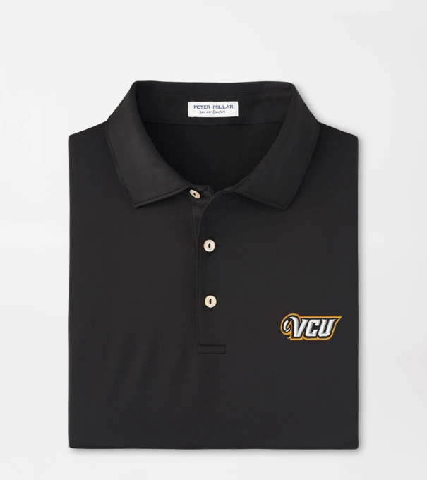 VCU Solid Performance Jersey Polo in Black