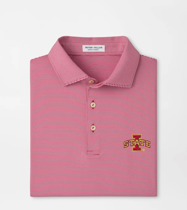 Iowa State Jubilee Stripe Performance Polo in Crimson1