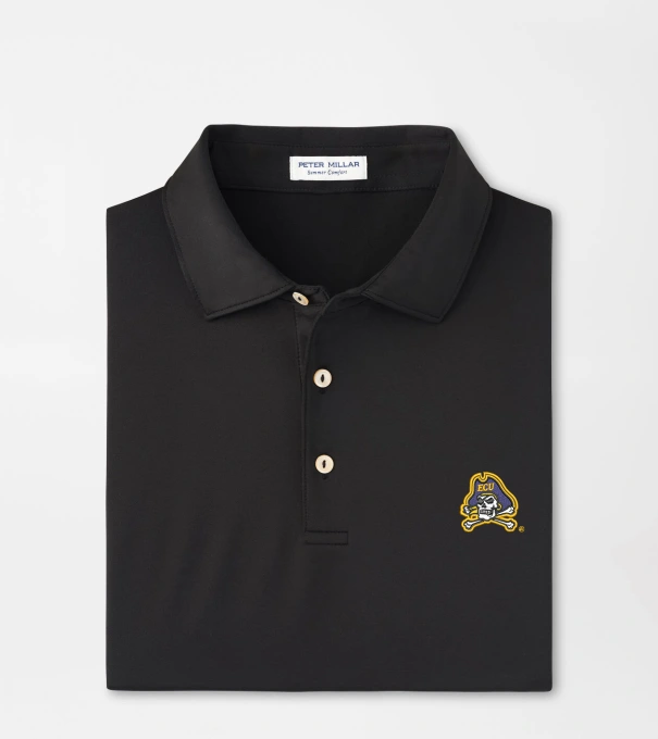 East Carolina University Solid Performance Jersey Polo in Black