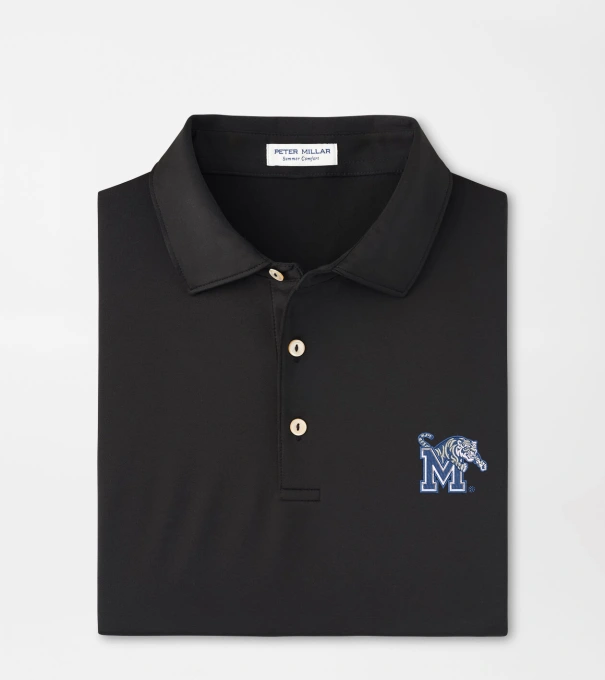 Memphis Solid Performance Jersey Polo in Black
