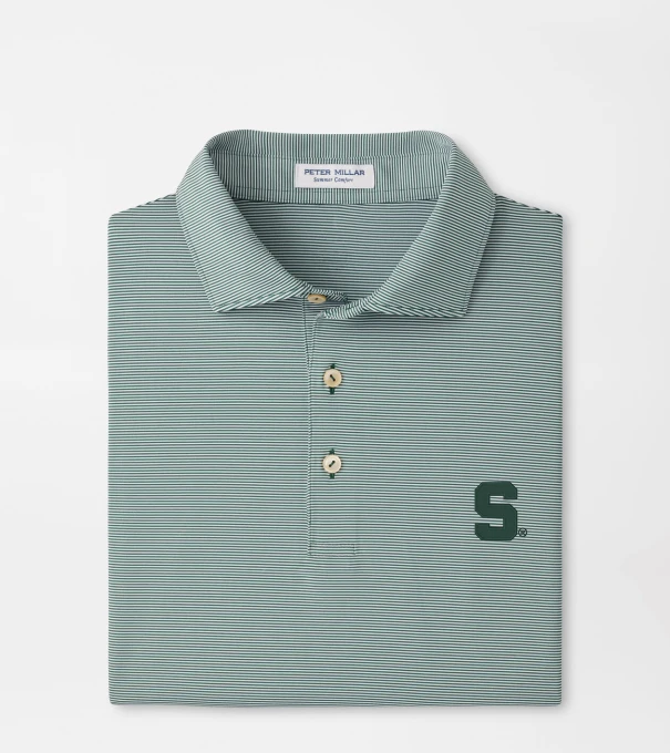 Michigan State Jubilee Stripe Performance Polo in Green1