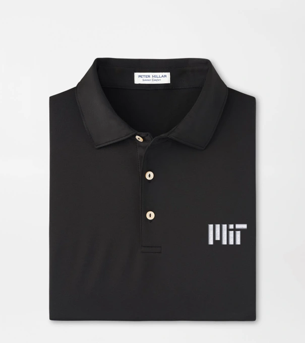 MIT Solid Performance Jersey Polo in Black