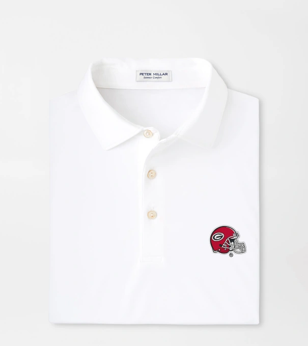 Georgia Helmet Solid Performance Jersey Polo in White