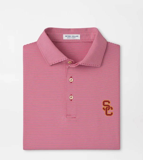 USC Jubilee Stripe Performance Polo in Crimson1