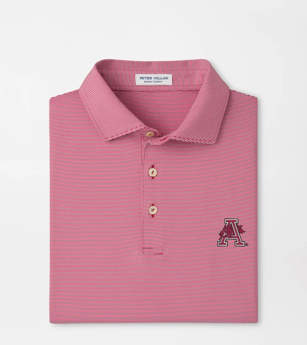 Arkansas Vault Jubilee Stripe Performance Polo in Crimson1