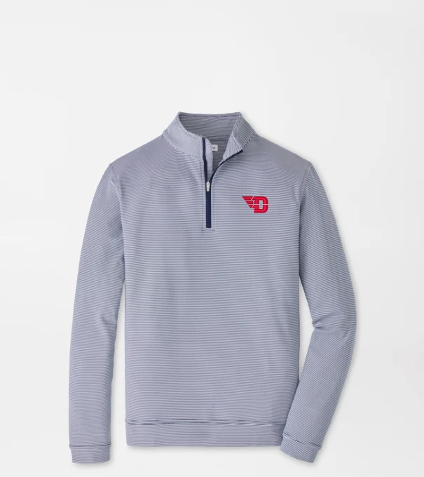University of Dayton Perth Sugar Stripe Performance Quarter-Zip in Navy/White