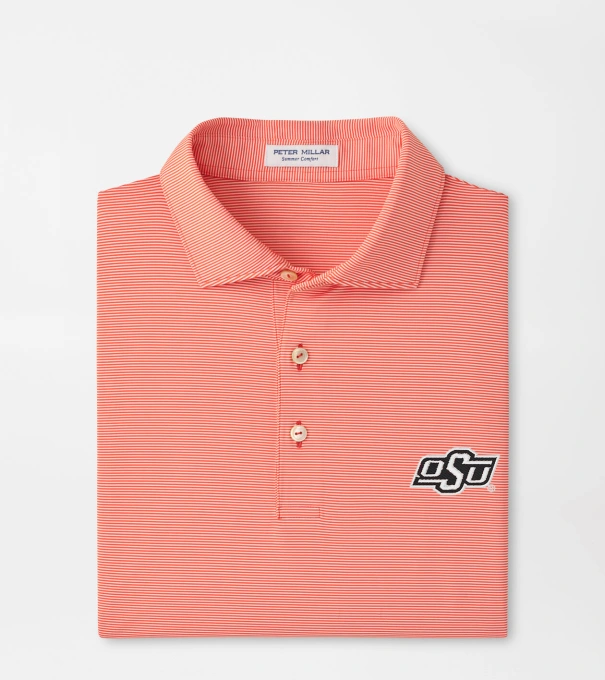 Oklahoma State Jubilee Stripe Performance Polo in Orange6