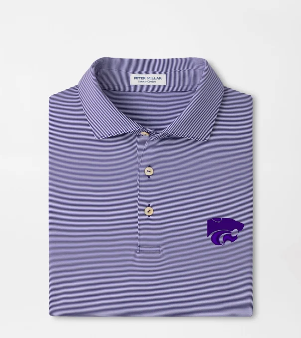 Kansas State Jubilee Stripe Performance Polo in Purple2/White