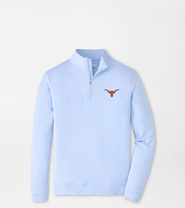 Texas Perth Sugar Stripe Performance Quarter-Zip in Cottage Blue/White