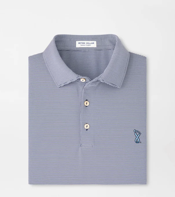 UNC Lineberger Cancer Center Jubilee Stripe Performance Polo in Navy