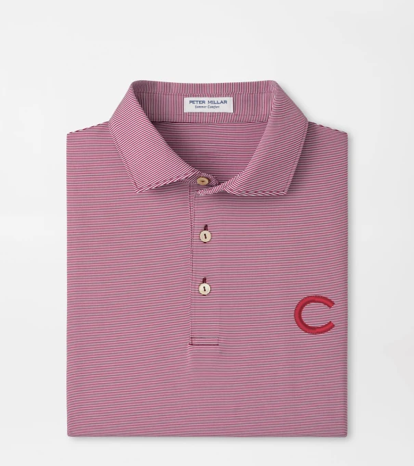 Colgate Jubilee Stripe Performance Polo in Maroon2