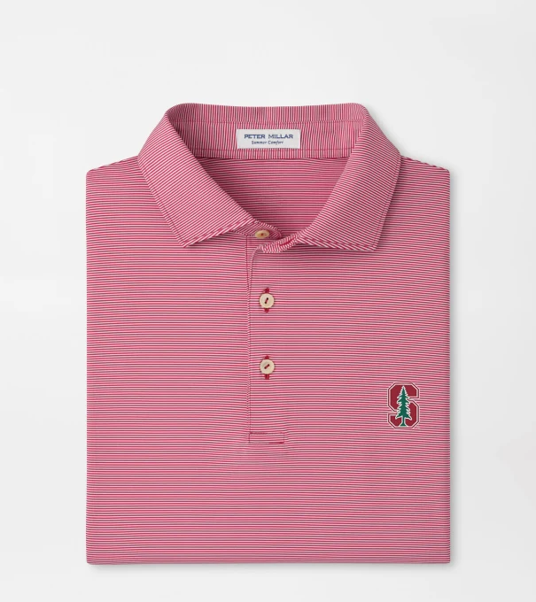 Stanford Jubilee Stripe Performance Polo in Crimson1