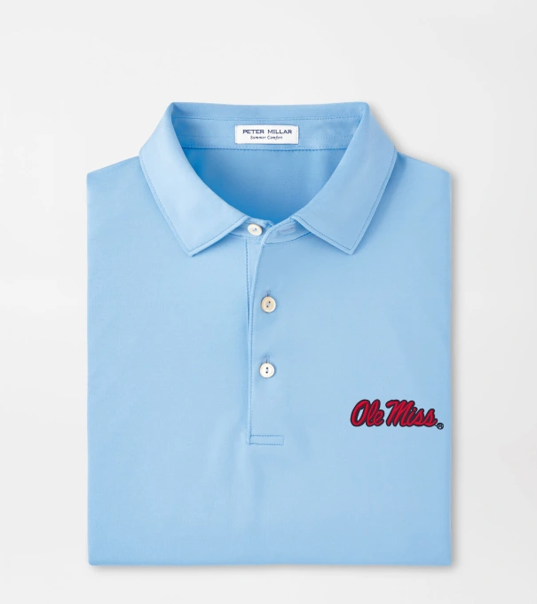 Ole Miss Solid Performance Jersey Polo in Cottage Blue