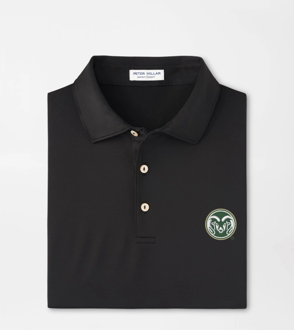Colorado State Solid Performance Jersey Polo in Black