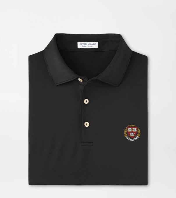 Harvard Solid Performance Jersey Polo in Black