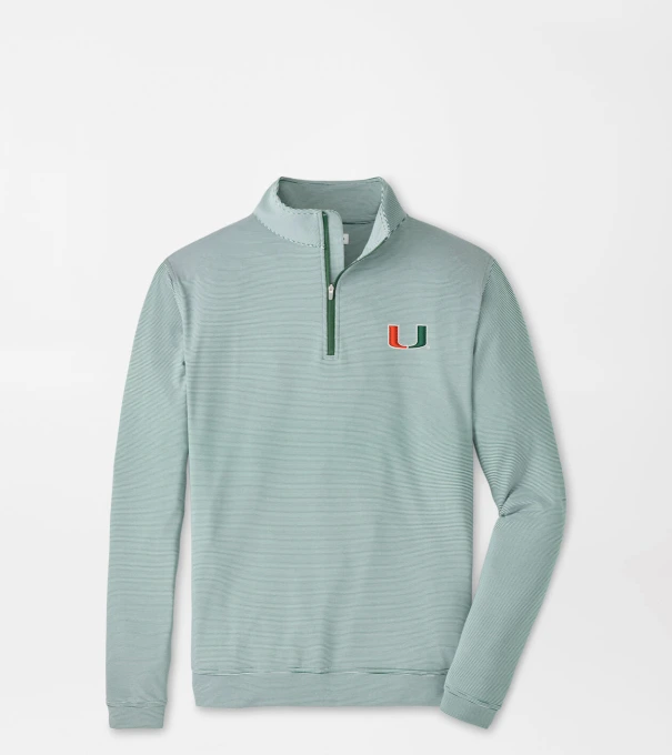 Miami Perth Sugar Stripe Performance Quarter-Zip in Green1/White