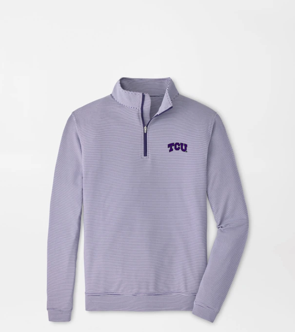 TCU Perth Sugar Stripe Performance Quarter-Zip in Purple2/White