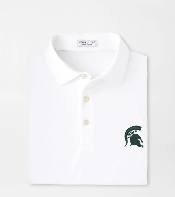 Michigan State Spartans Solid Performance Jersey Polo in White