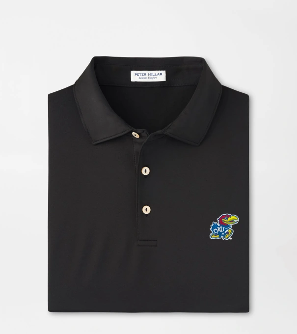 Kansas Solid Performance Jersey Polo in Black