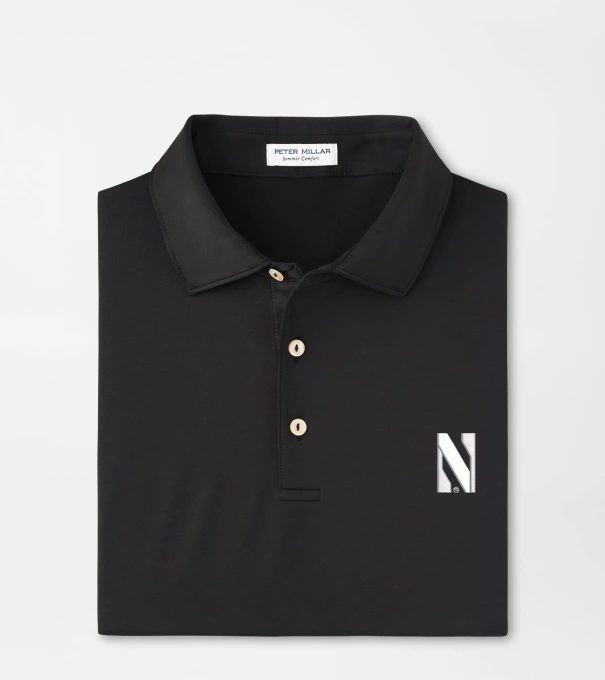 Northwestern Solid Performance Jersey Polo in Black