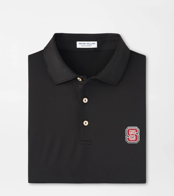 NC State Solid Performance Jersey Polo in Black