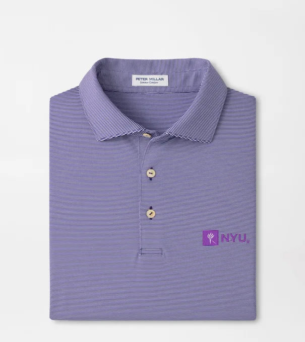 New York University Jubilee Stripe Performance Polo in Purple2/White