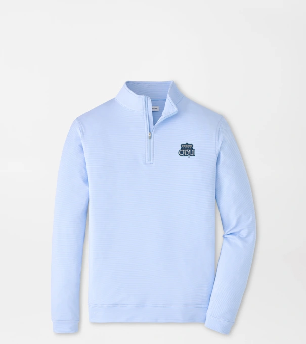 Old Dominion University Perth Sugar Stripe Performance Quarter-Zip in Cottage Blue/White