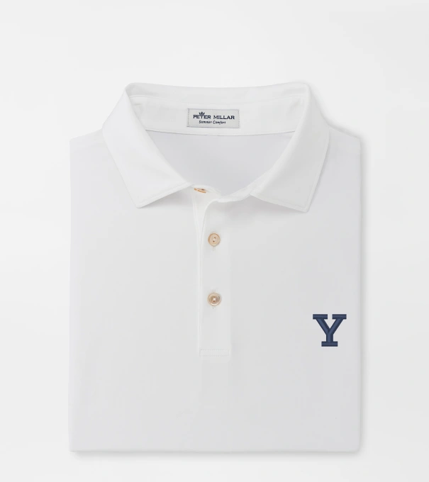 Yale Solid Performance Jersey Polo in White