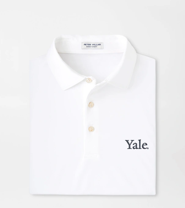 Yale Solid Performance Jersey Polo in White