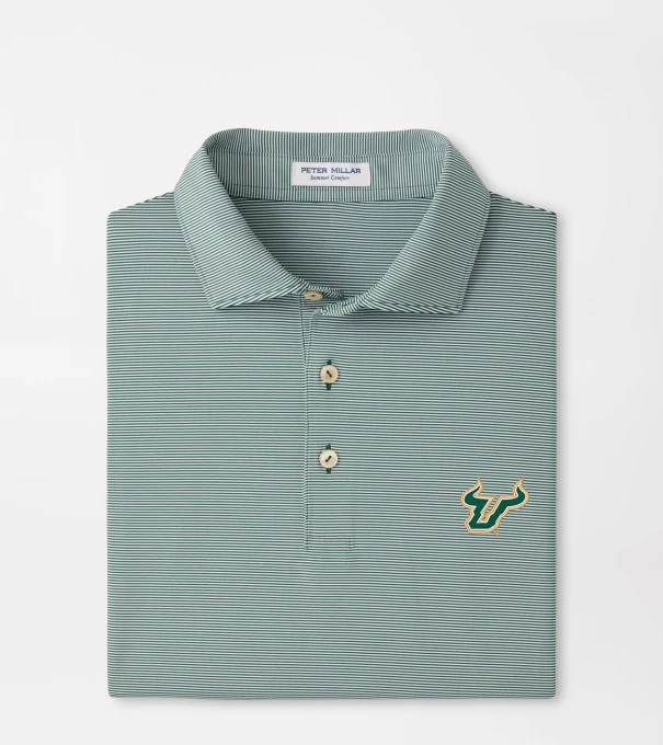 University of South Florida Jubilee Stripe Performance Polo in Green1