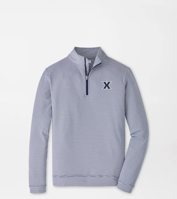 Xavier Perth Sugar Stripe Performance Quarter-Zip in Navy/White