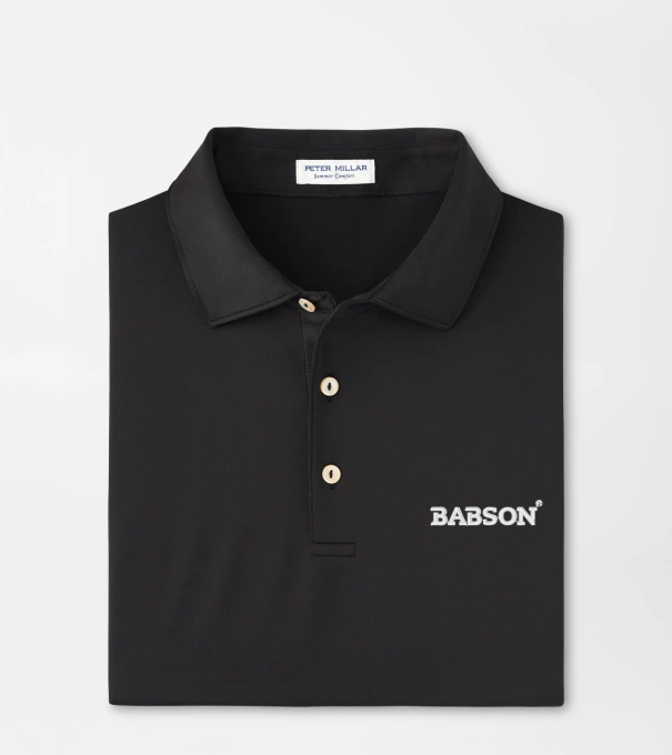 Babson Solid Performance Jersey Polo in Black