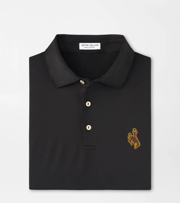 Wyoming Solid Performance Jersey Polo in Black