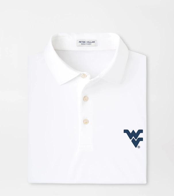 West Virginia Solid Performance Jersey Polo in White