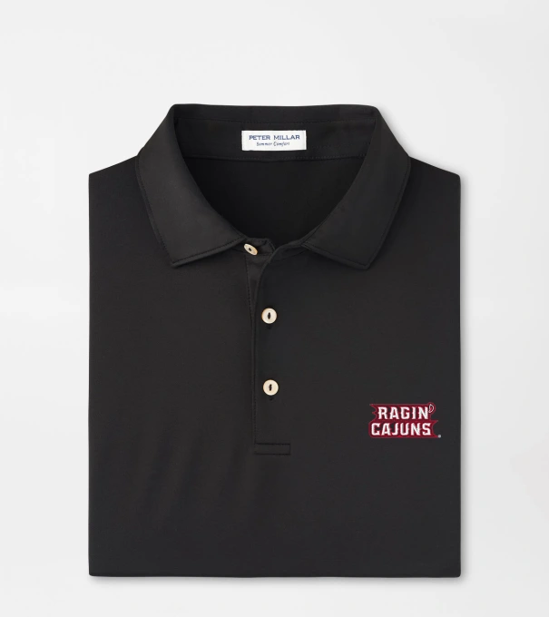 Louisiana at Lafayette Solid Performance Jersey Polo in Black