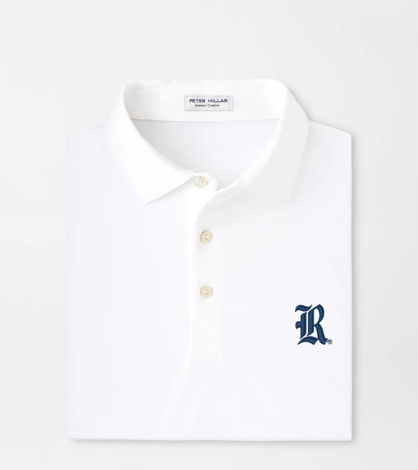 Rice University Solid Performance Jersey Polo in White