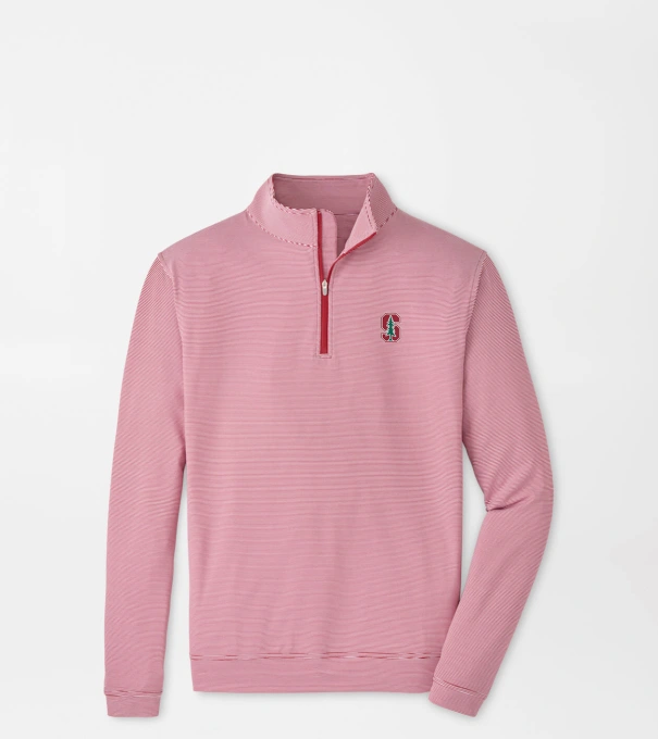 Stanford Perth Sugar Stripe Performance Quarter-Zip in Crimson1/White