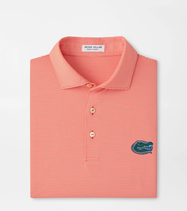 Florida Jubilee Stripe Performance Polo in Orange6