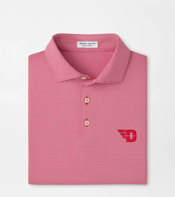 University of Dayton Jubilee Stripe Performance Polo in Red3