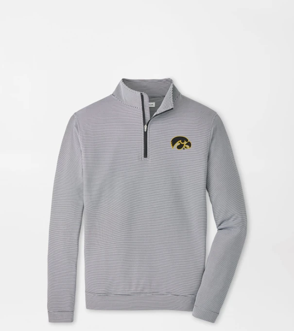 Iowa Perth Sugar Stripe Performance Quarter-Zip in Black/White
